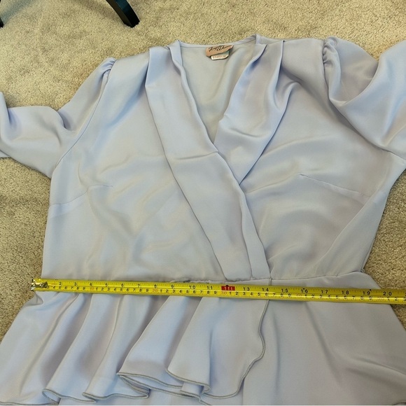 FORGOTTEN Women vintage light pastel lilac purple ruffle peplum dress sz 16.5 - Picture 8 of 11